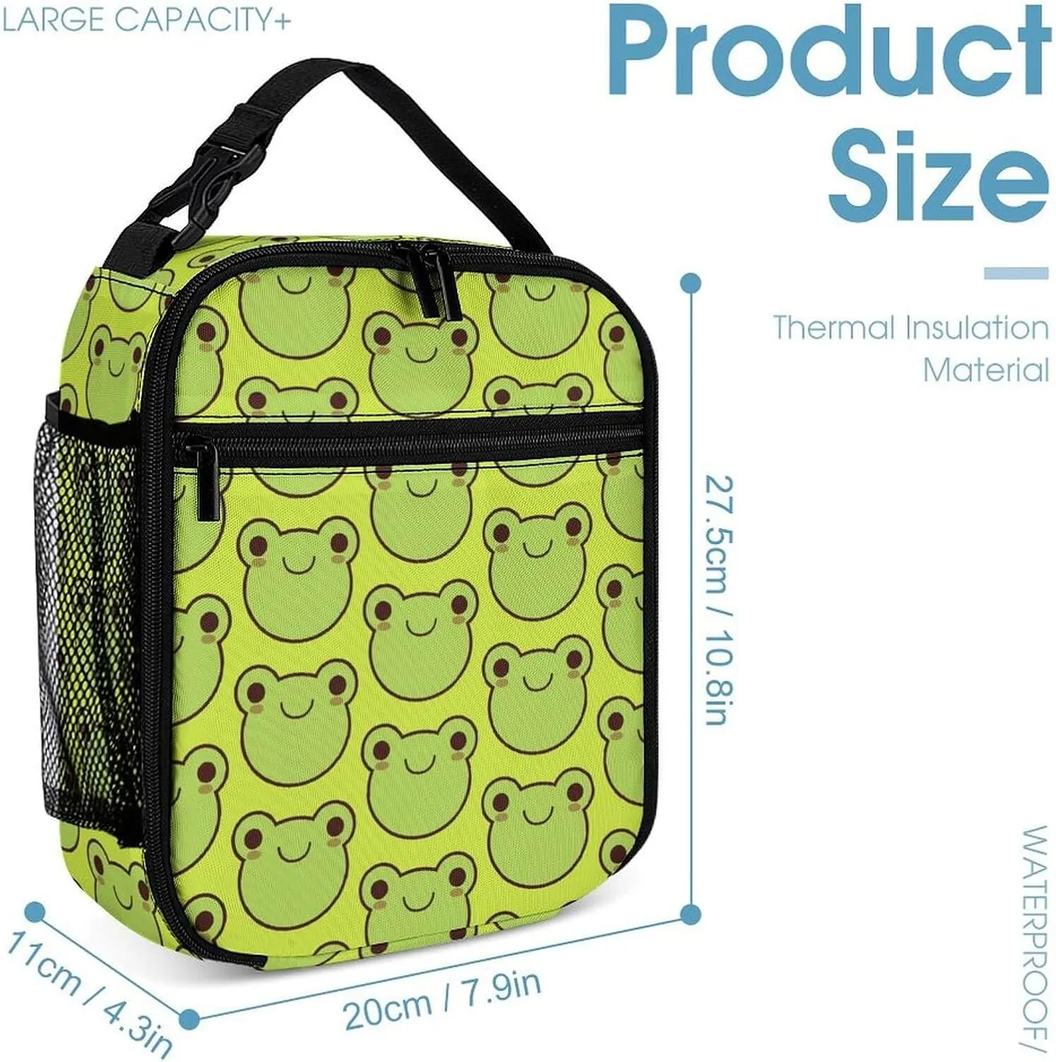 Frog Backpack with Lunch Box & Pencil Case for Kids Girls Boys School, 16 Inch Cute Frogs Bookbag, School Backpack for Students Children, Lightweight, Large Capacity