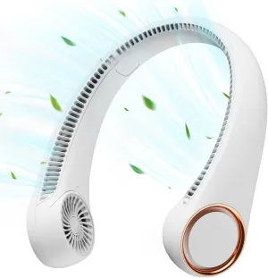 Gaiatop Portable Neck Fan, 360° Cooling, 72 Air Outlet, Lightweight Hands Free 3 Speeds 4000mAh USB Rechargeable Mini Personal Bladeless Fans, Wearable Birthday Gifts for Dad Men Women White