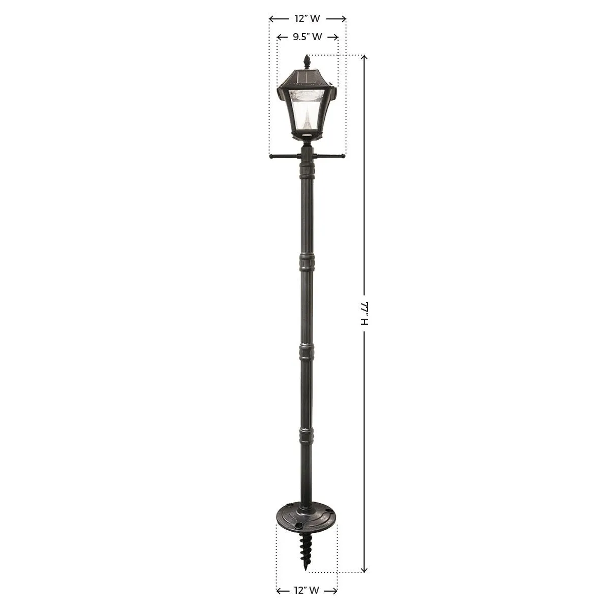 Gama Sonic GS-105S-G Baytown Ez Anchor Lamp, Post, Bright White LED, Black