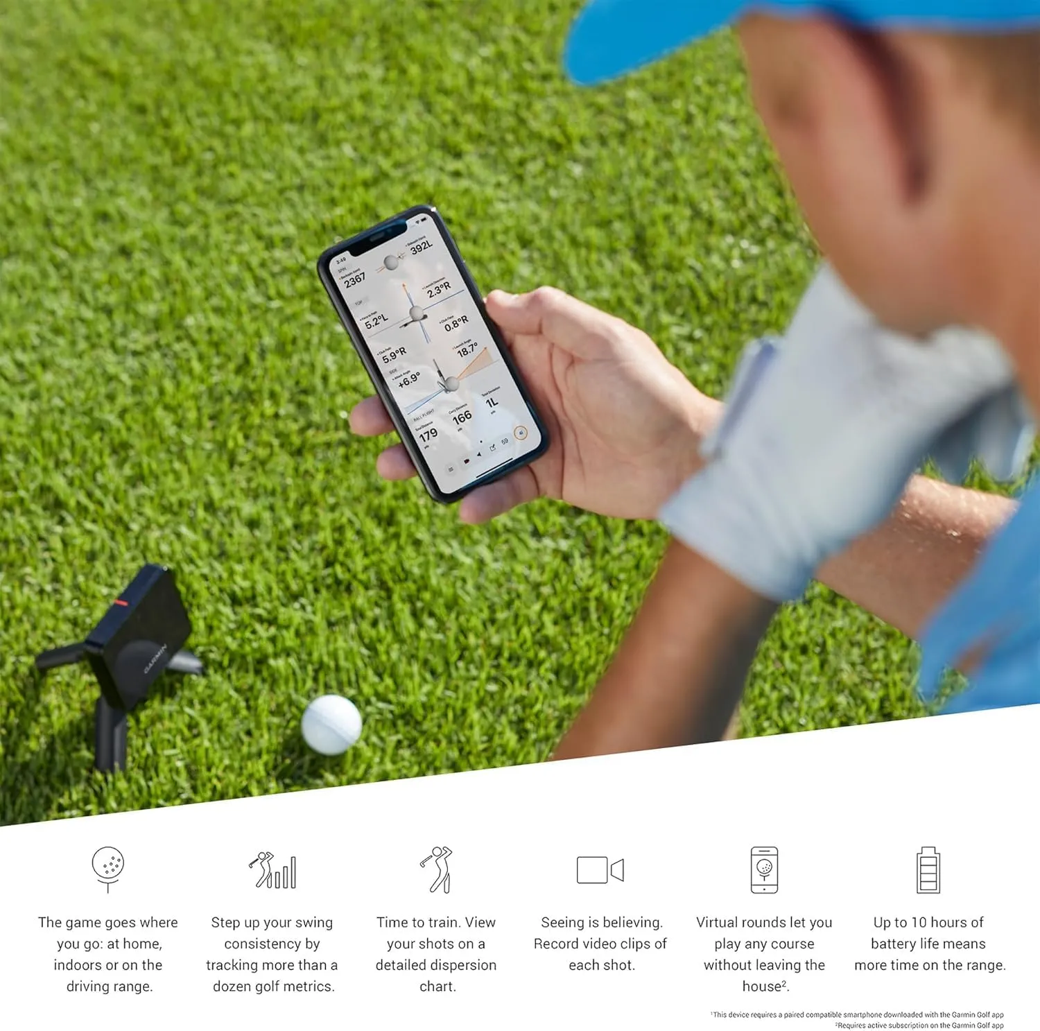 Garmin Approach R10 Portable Golf Launch Monitor | Take Your Game Home or Practice at The Driving Range | Track Metrics, Record Video or Play 43,000  Courses with Signature Series Gift Bundle