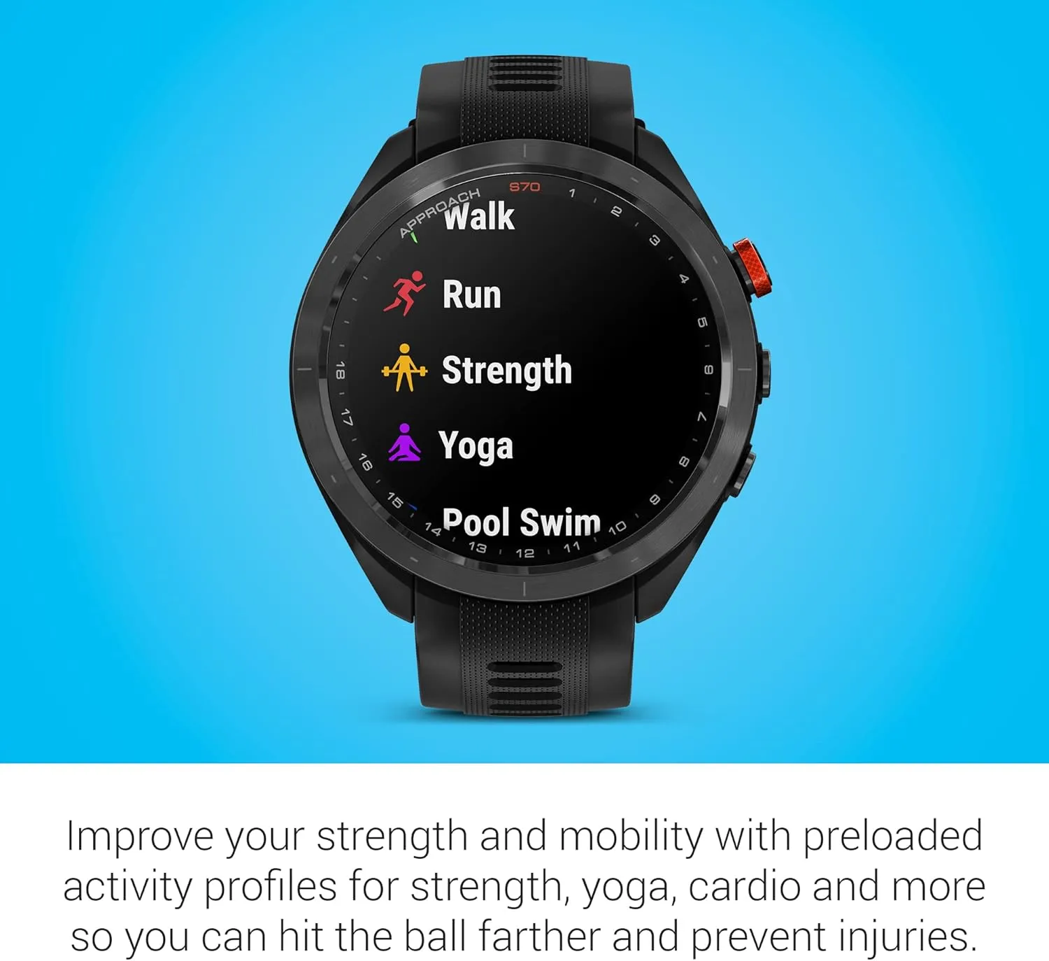 Garmin Approach S70 Golf Smartwatch, Full-Color CourseView Maps AMOLED Display, Advanced Shot Execution & Putt Alignment, Immersive Golfing Experience w/Signature Stand Power Bundle