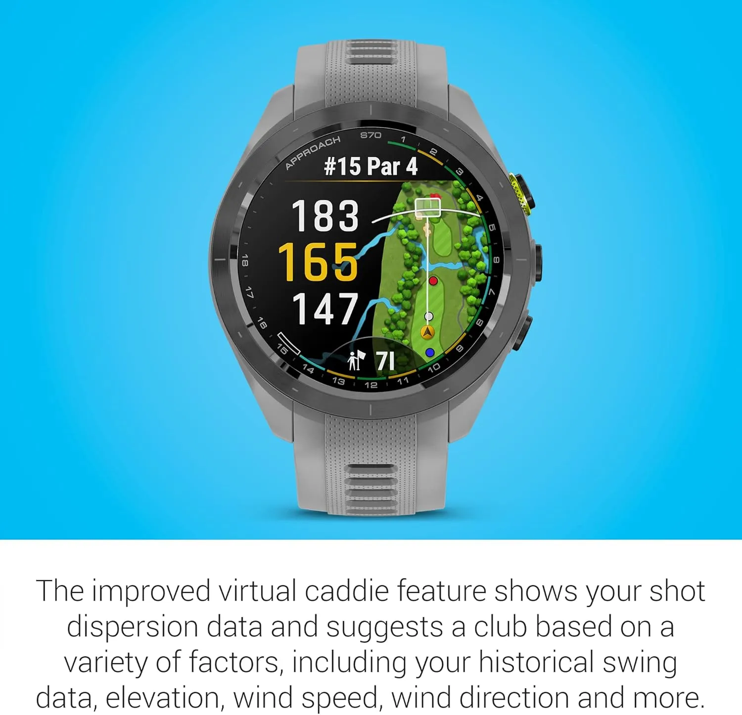 Garmin Approach S70 Golf Smartwatch | Full-Color CourseView Maps AMOLED Display | Advanced Shot Execution & Putt Alignment | Immersive Golfing Experience w/Signature Stand Power Bundle