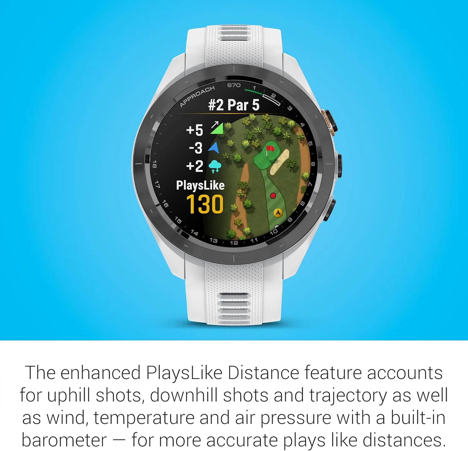 Garmin Approach S70 Golf Smartwatch | Full-Color CourseView Maps AMOLED Display | Advanced Shot Execution & Putt Alignment | Immersive Golfing Experience w/Signature Stand Power Bundle