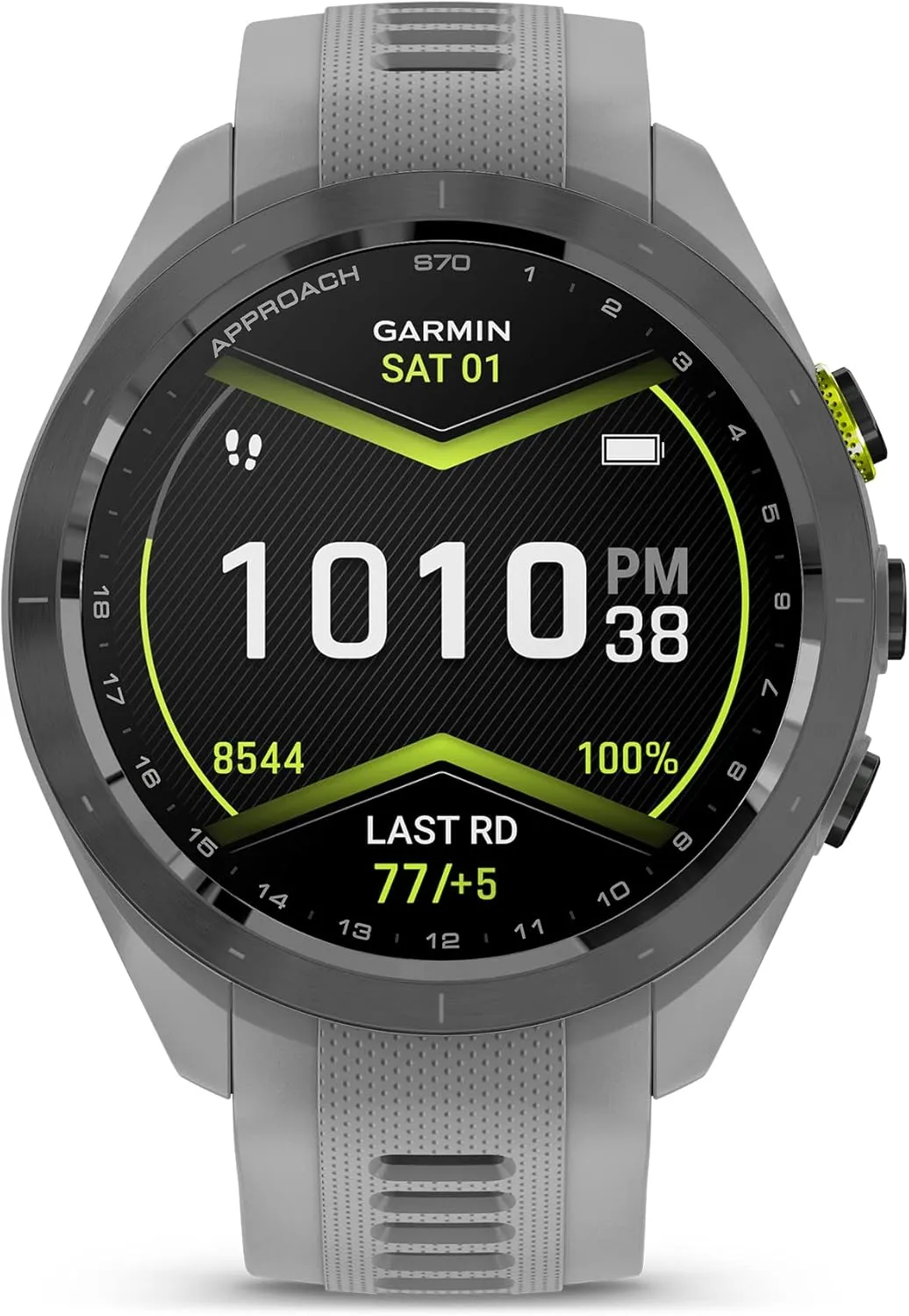 Garmin Approach S70 Golf Smartwatch | Full-Color CourseView Maps AMOLED Display | Advanced Shot Execution & Putt Alignment | Immersive Golfing Experience w/Signature Stand Power Bundle