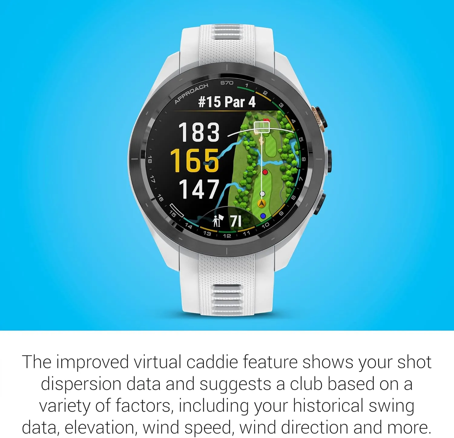 Garmin Approach S70 Golf Smartwatch | Full-Color CourseView Maps AMOLED Display | Advanced Shot Execution & Putt Alignment | Immersive Golfing Experience w/Signature Stand Power Bundle