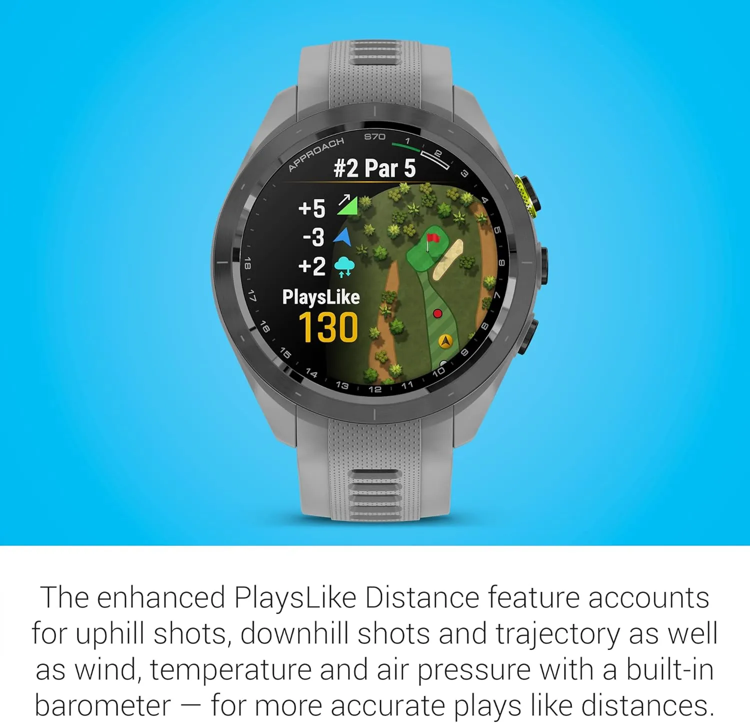 Garmin Approach S70 Golf Smartwatch | Full-Color CourseView Maps AMOLED Display | Advanced Shot Execution & Putt Alignment | Immersive Golfing Experience w/Signature Stand Power Bundle