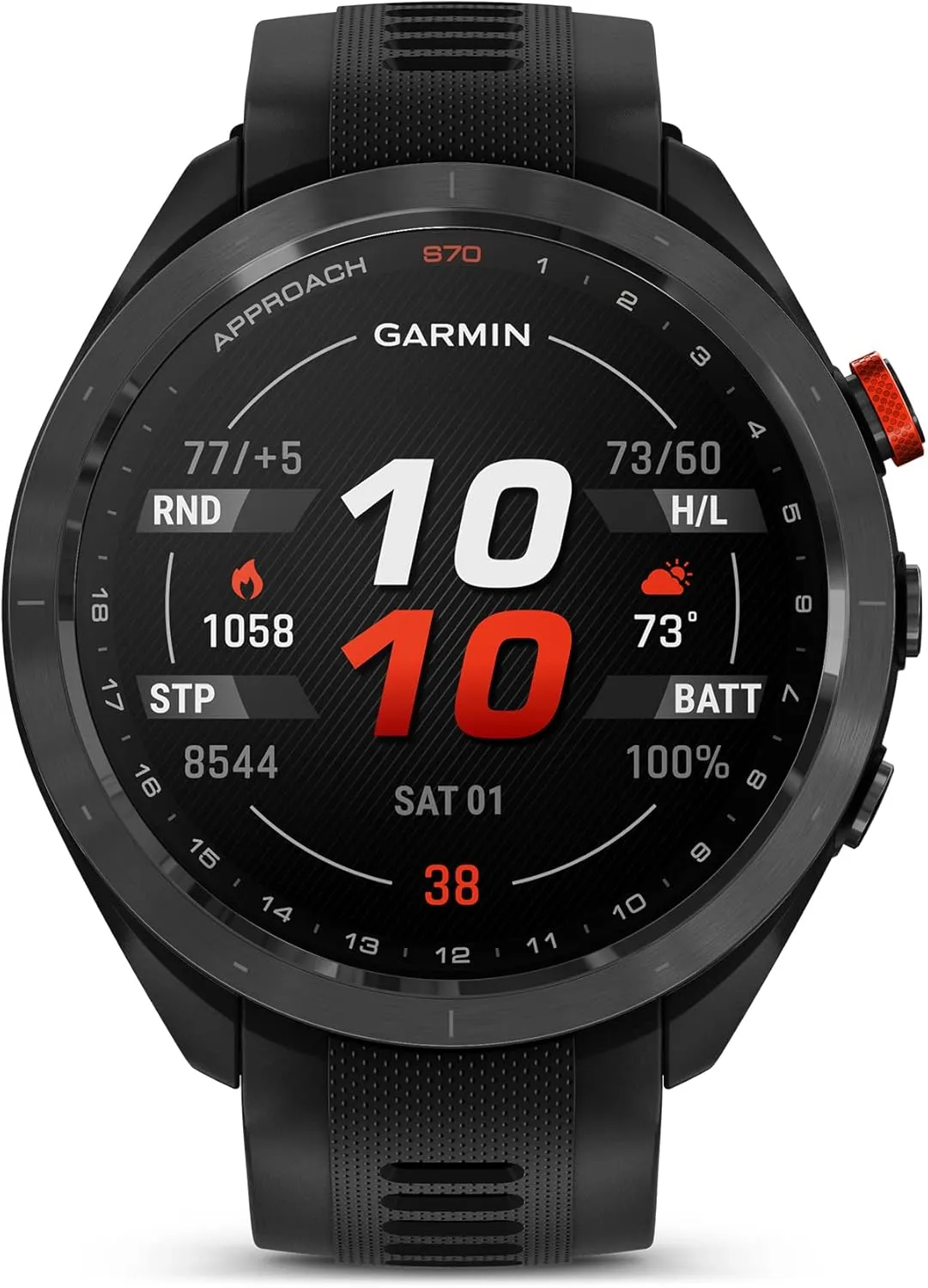 Garmin Approach S70 Golf Smartwatch, Full-Color CourseView Maps AMOLED Display, Advanced Shot Execution & Putt Alignment, Immersive Golfing Experience w/Signature Stand Power Bundle