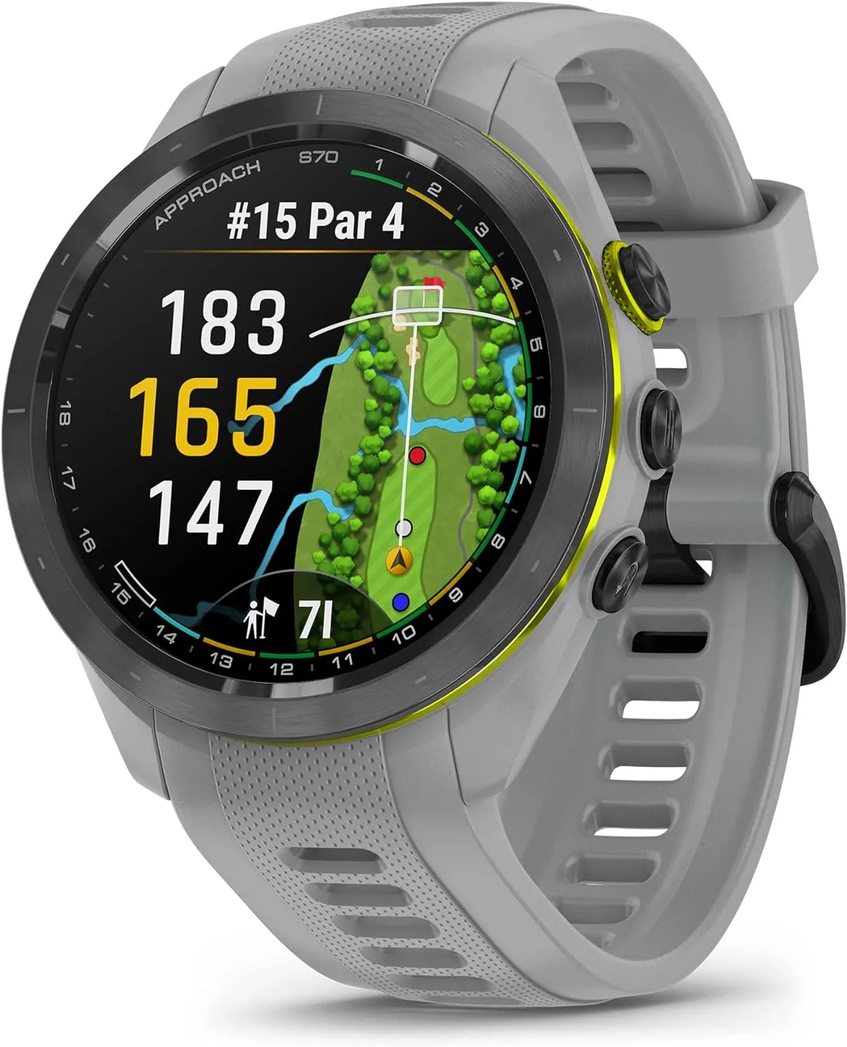 Garmin Approach S70 Golf Smartwatch | Full-Color CourseView Maps AMOLED Display | Advanced Shot Execution & Putt Alignment | Immersive Golfing Experience w/Signature Stand Power Bundle