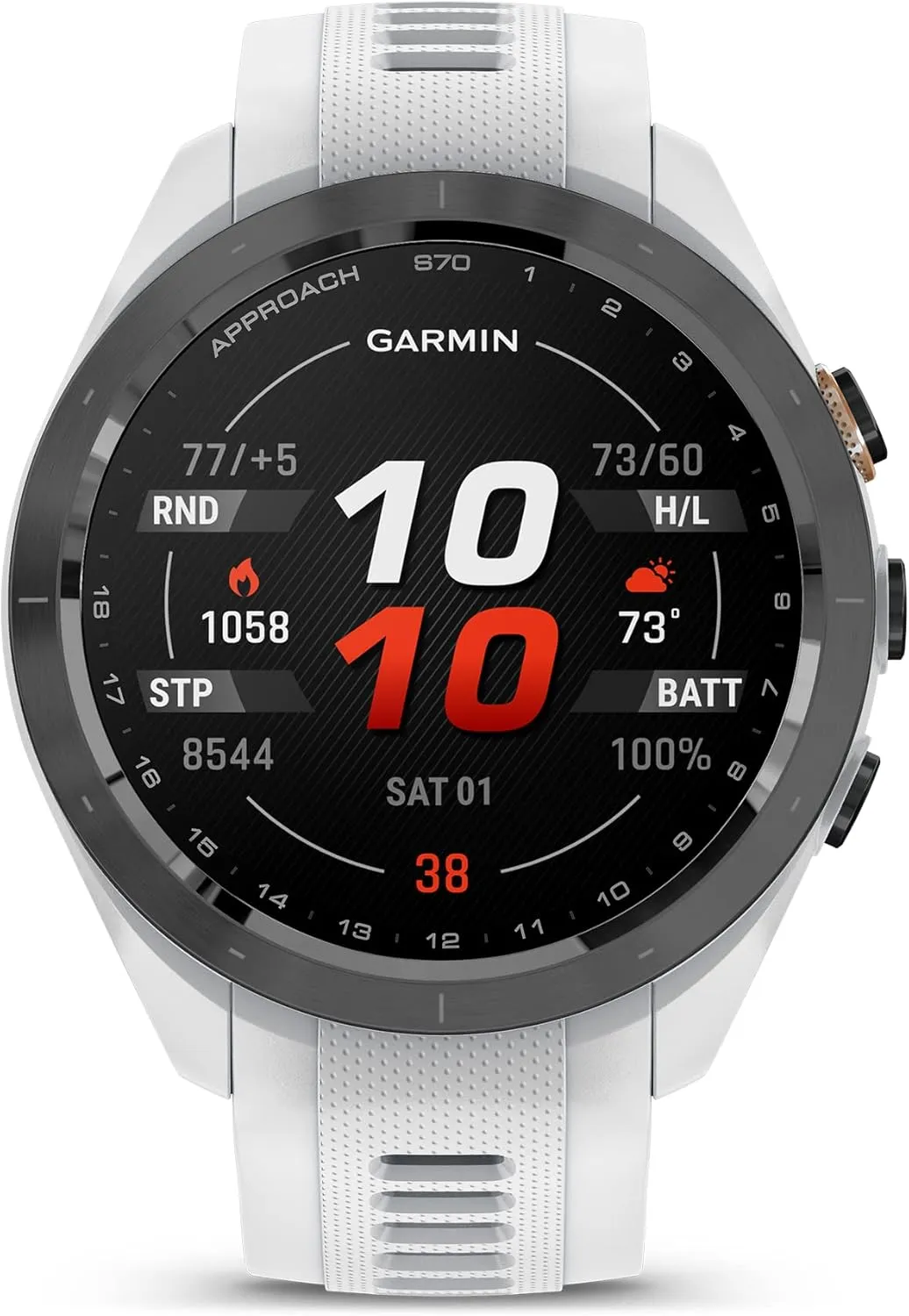 Garmin Approach S70 Golf Smartwatch | Full-Color CourseView Maps AMOLED Display | Advanced Shot Execution & Putt Alignment | Immersive Golfing Experience w/Signature Stand Power Bundle