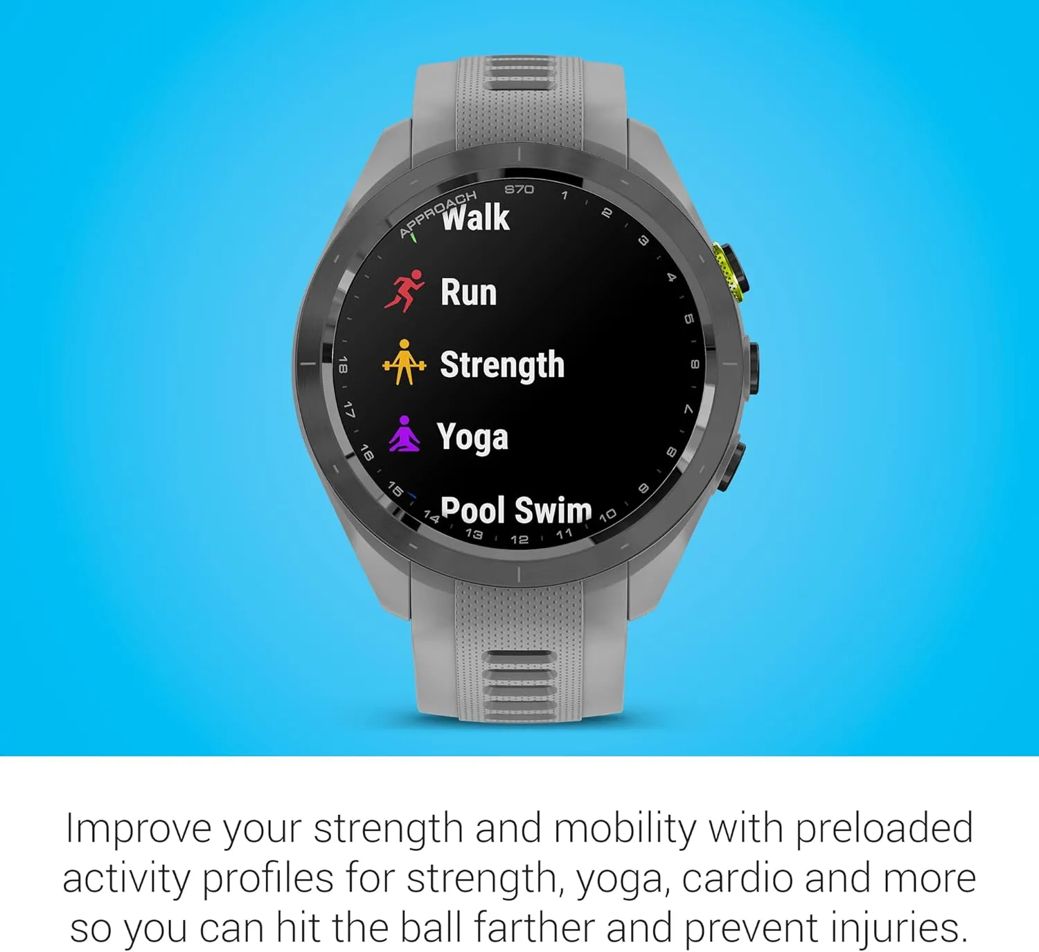 Garmin Approach S70 Golf Smartwatch | Full-Color CourseView Maps AMOLED Display | Advanced Shot Execution & Putt Alignment | Immersive Golfing Experience w/Signature Stand Power Bundle