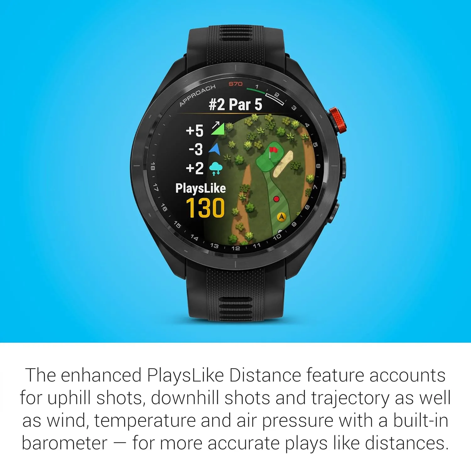 Garmin Approach S70 Golf Smartwatch, Full-Color CourseView Maps AMOLED Display, Advanced Shot Execution & Putt Alignment, Immersive Golfing Experience w/Signature Stand Power Bundle