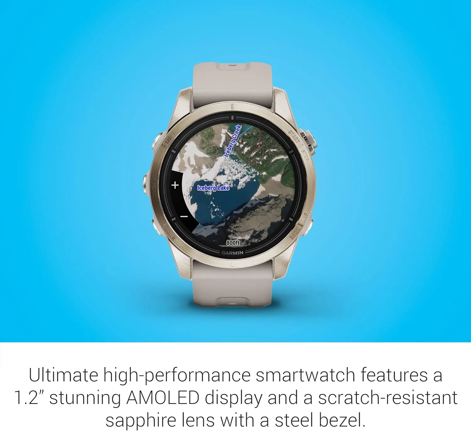 Garmin epix Gen 2 Pro Sapphire Edition, 42mm, Soft Gold/Light Sand | AMOLED Display, High Performance Smartwatch, Advanced Training Technology, Built-in Flashlight with Signature Power Bundle