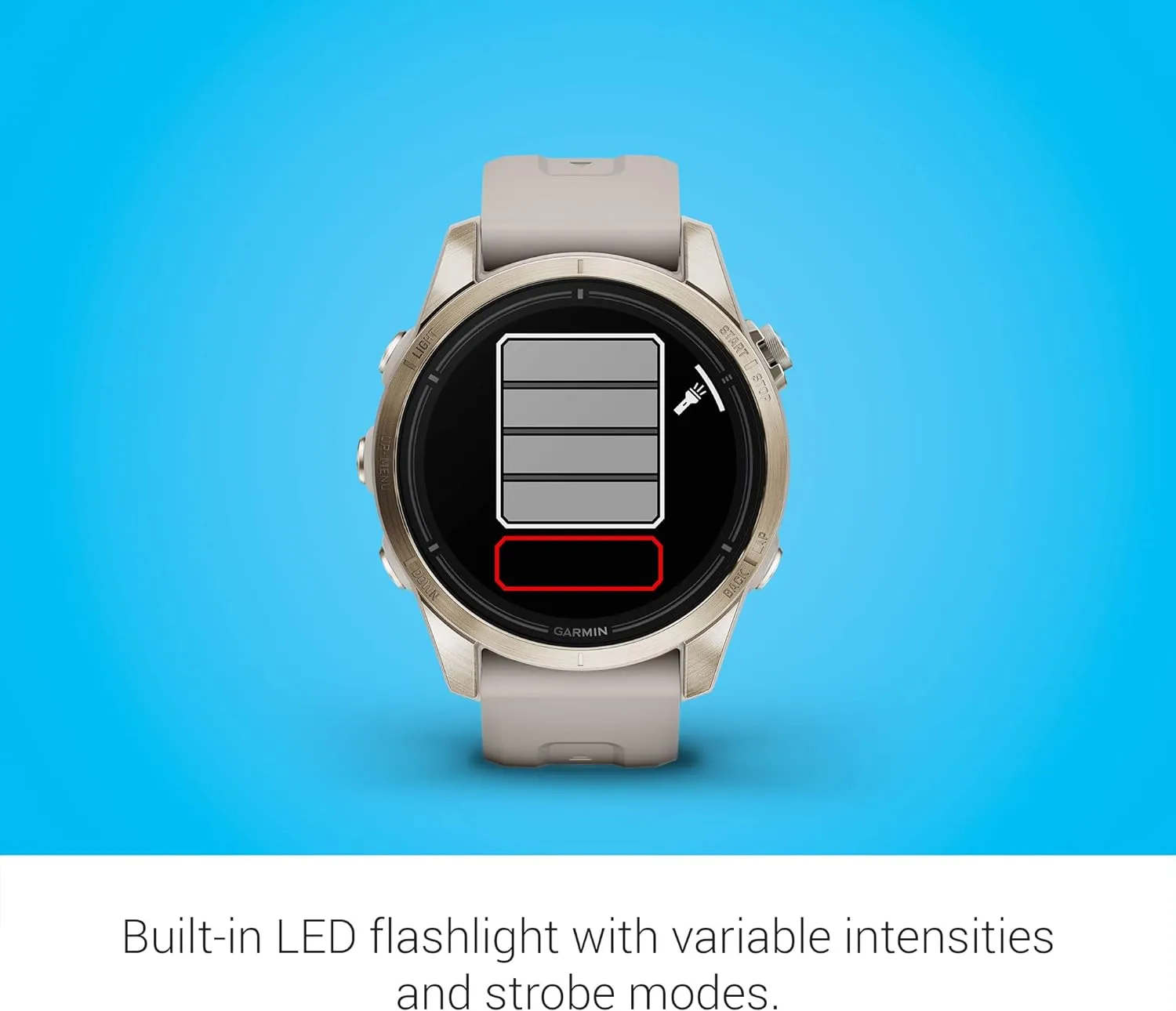 Garmin epix Gen 2 Pro Sapphire Edition, 42mm, Soft Gold/Light Sand | AMOLED Display, High Performance Smartwatch, Advanced Training Technology, Built-in Flashlight with Signature Power Bundle