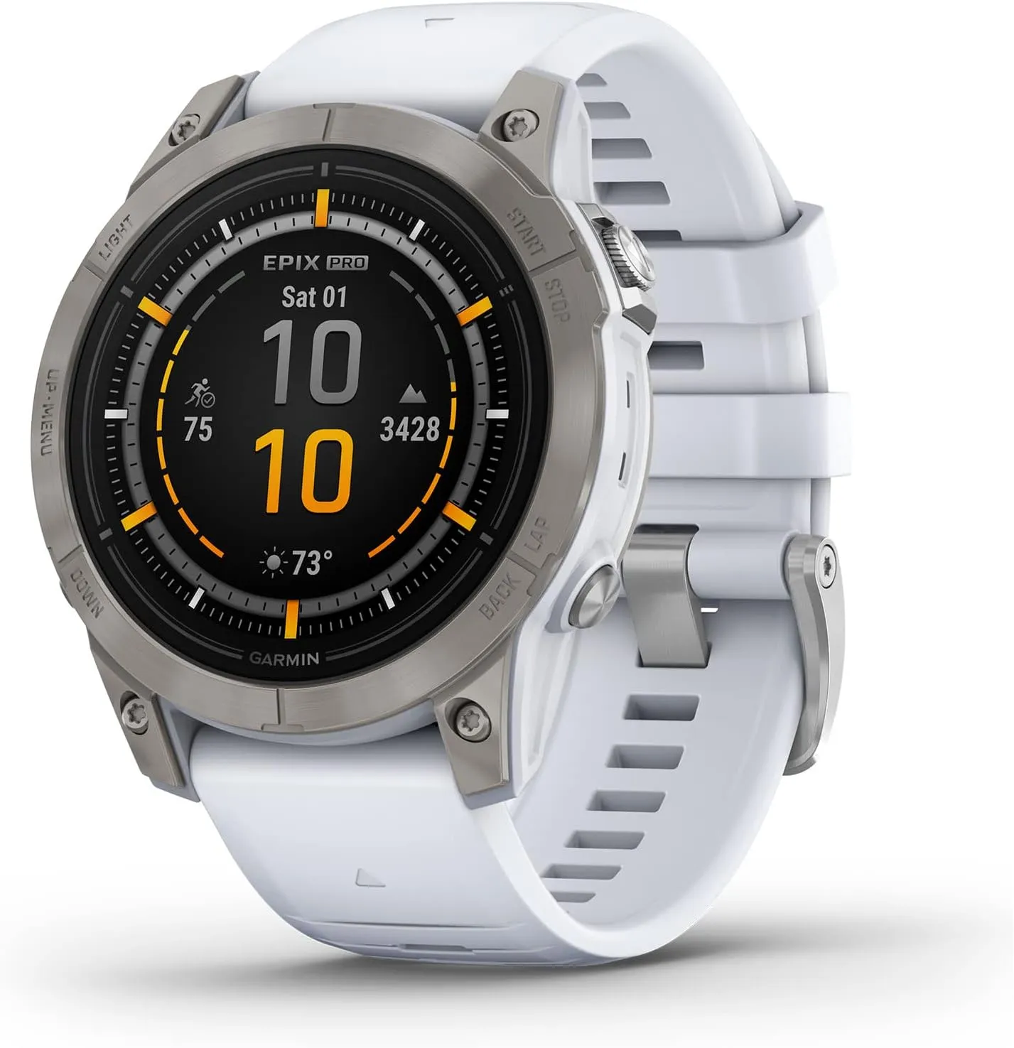 Garmin epix Gen 2 Pro Sapphire Edition, 47mm, Titanium/Whitestone | AMOLED Display, High Performance Smartwatch, Advanced Training Technology, Built-in Flashlight with Signature Power Bundle