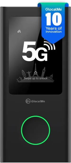 GlocalMe Numen Air 5G Mobile Hotspot, Portable WiFi Hotspot for Travel in 200  Countries, Ultra High Speed Hotspot Device with Global 1.1GB Data, No SIM Card Required, 16 Connected Devices