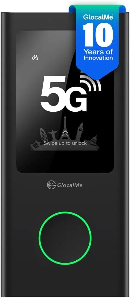 GlocalMe Numen Air 5G Mobile Hotspot, Portable WiFi Hotspot for Travel in 200  Countries, Ultra High Speed Hotspot Device with Global 1.1GB Data, No SIM Card Required, 16 Connected Devices