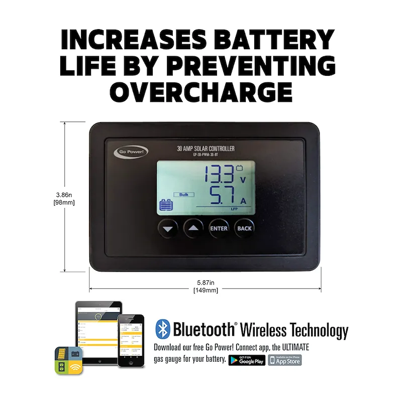 Go Power Overlander 200W Solar Kit with 30A Bluetooth Controller