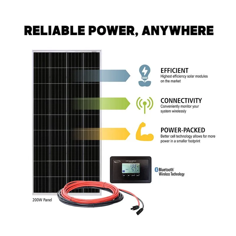 Go Power Overlander 200W Solar Kit with 30A Bluetooth Controller