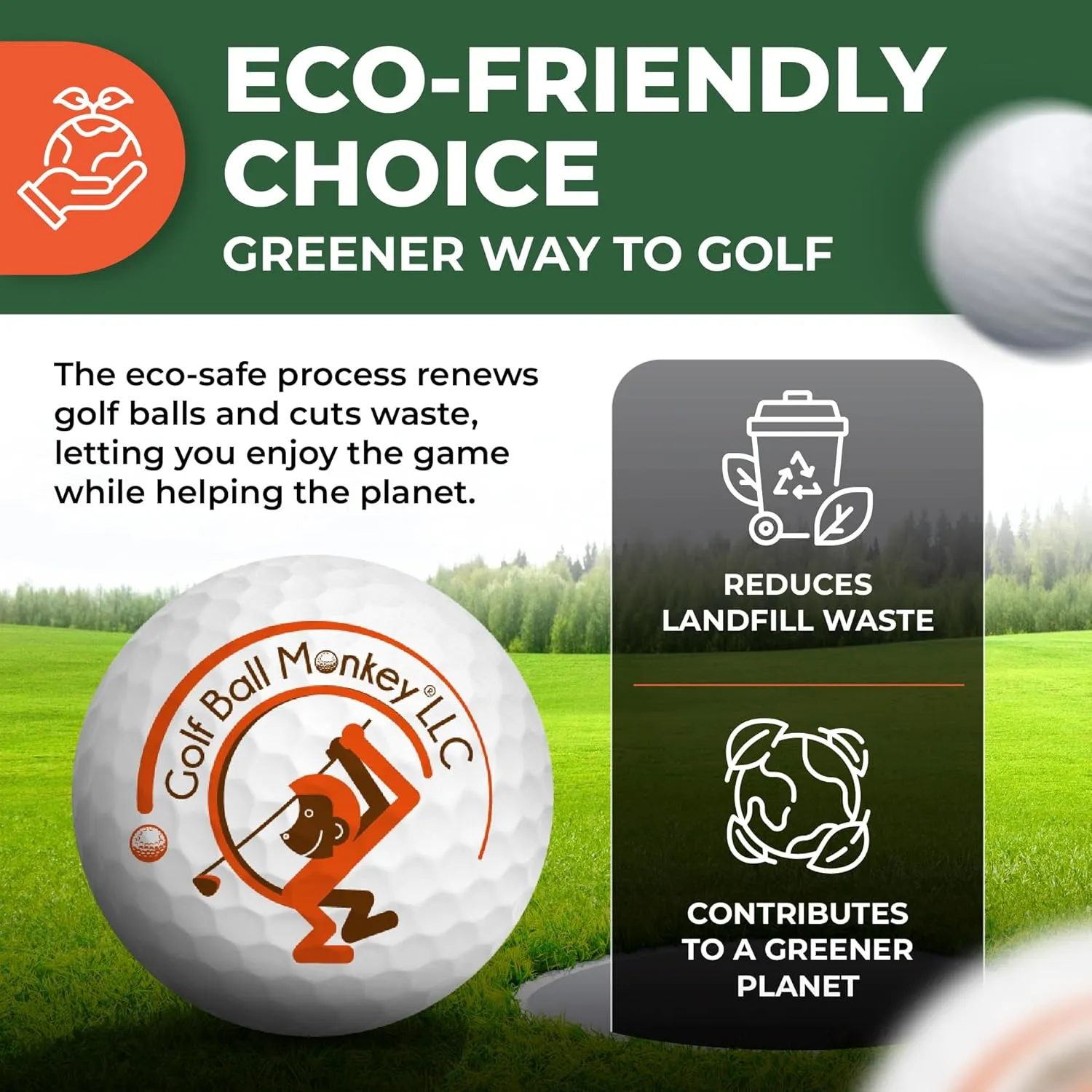 Golf Ball Monkey Cheap Recycled Balls for Taylormade Golf Balls White Mix- TP5, TP5X, Project A, Tour Response, Distance Plus, RBZ & More w/ 15 Tees & Mesh Bag
