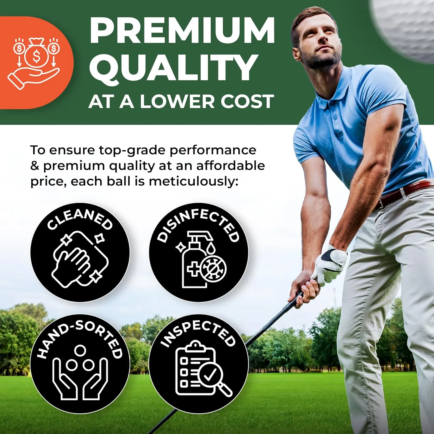 Golf Ball Monkey Cheap Recycled Balls for Taylormade Golf Balls White Mix- TP5, TP5X, Project A, Tour Response, Distance Plus, RBZ & More w/ 15 Tees & Mesh Bag
