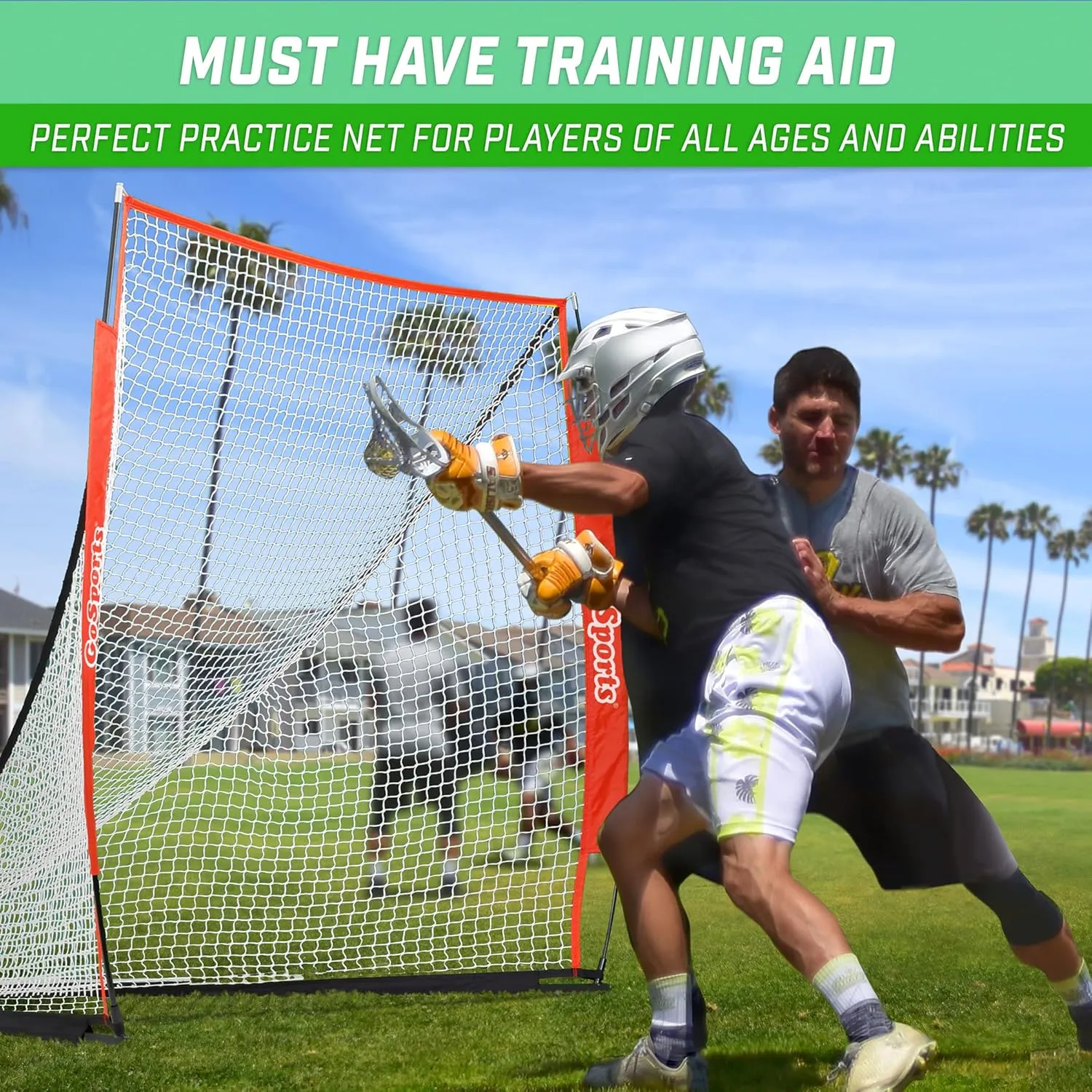 GoSports Regulation 6 ft x 6 ft Lacrosse Net - Steel Frame or Bow Style Frame - The Only Truly Portable Lacrosse Goal, Backyard Setup in Minutes