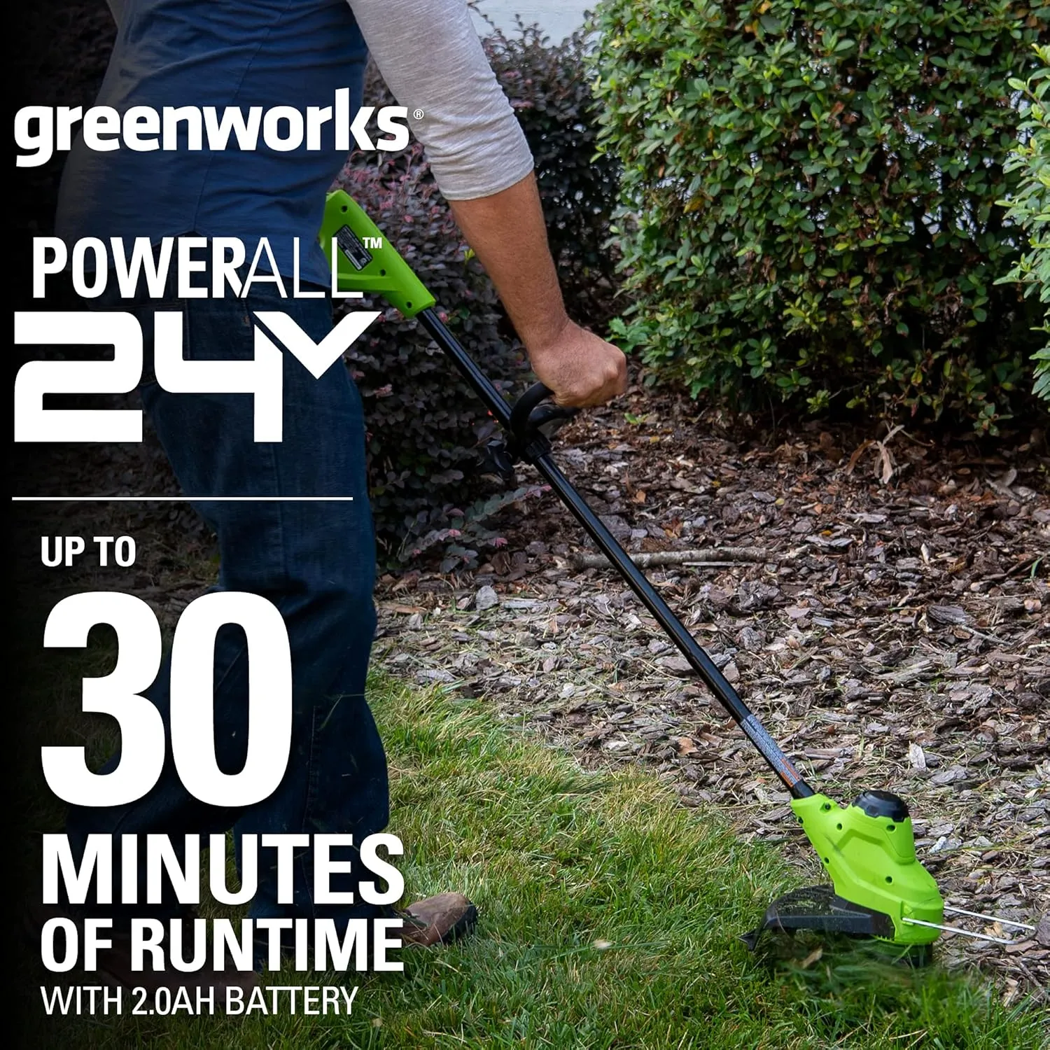 Greenworks 24V 10" Cordless TORQDRIVE™ String Trimmer, 2.0Ah Battery and Charger Included
