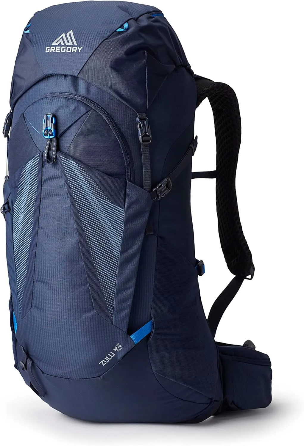 Gregory Zulu 45L Unisex Hiking/Backpacking Pack, Freefloat Hipbelt, Internal Hydration Sleeve For Water Bladder, (Reservoir Not Included), Medium/Large, Halo Blue