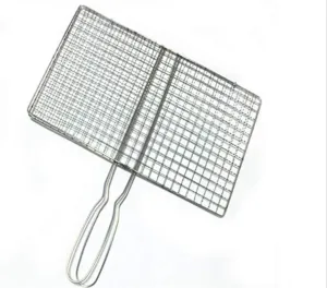 Grill Basket,BBQ Grill Rack, Barbecue mesh Clip,Grilled Fish Clip with Handle Bar Bar Net Clip Stainless Steel Barbecue Accessories Barbecue Tool, Charcoal