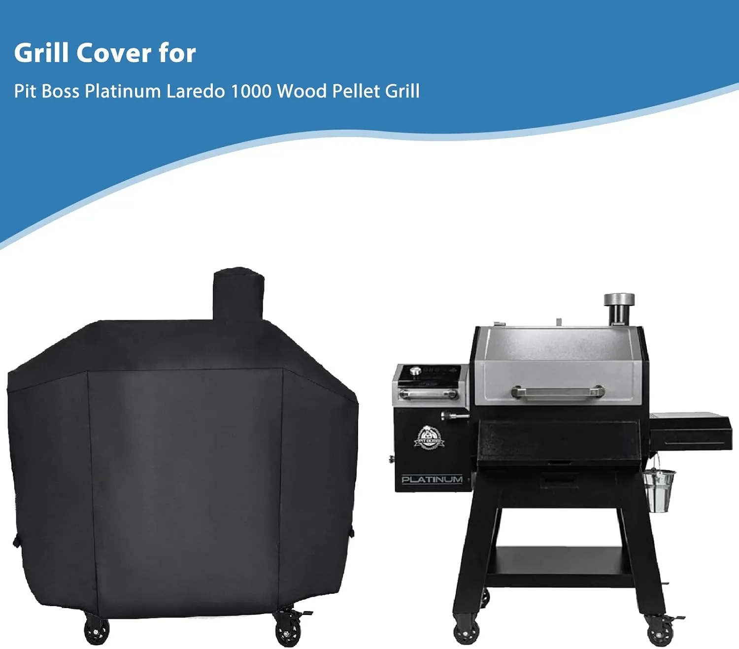 Grill Cover for Pit Boss Platinum Laredo 1000 Wood Pellet Smoker Grill, 600D Heavy Duty Waterpoorf Outdoor Fade Resistant BBQ Grill Cover for Pit Boss, Outdorr BBQ Accessory