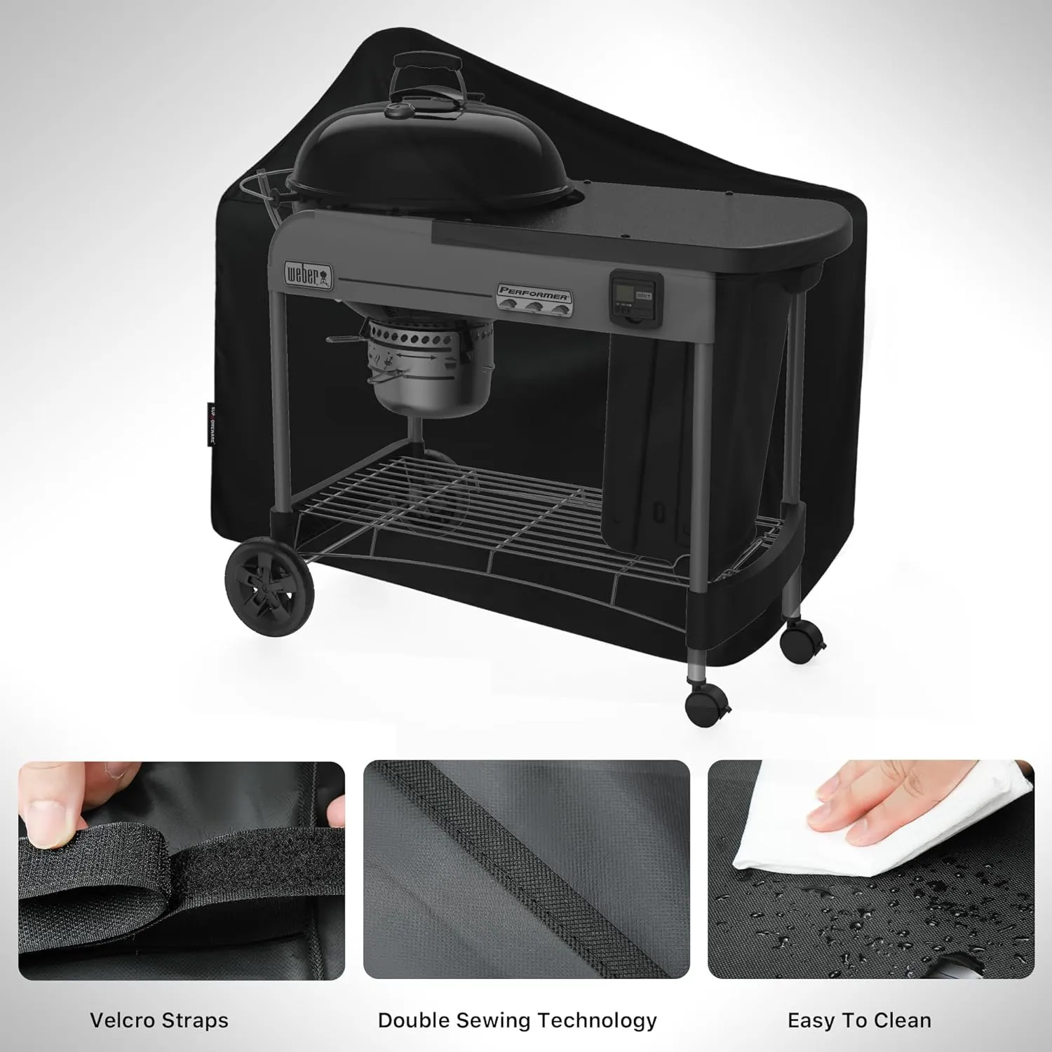 Grill Cover for Weber 22 Inch Performer Deluxe Charcoal, Waterproof Heavy Duty 7152 BBQ Grill Cover
