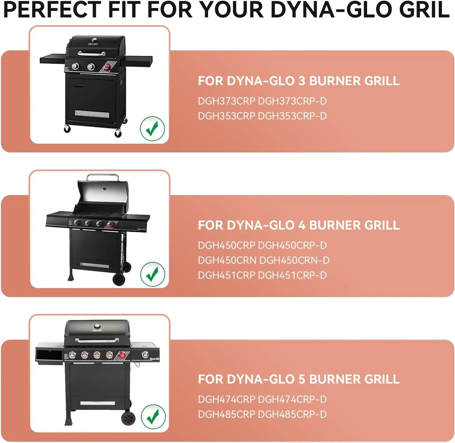 Grill Heat Plate Replacement for Dyna-Glo 5 Burner DGH474CRP DGH485CRP DGH483CRP, Dyna-Glo 4 Burner DGH450CRP Grills, Porcelain Steel Heat Plate for Revoace GBC1793W, 5 Pack