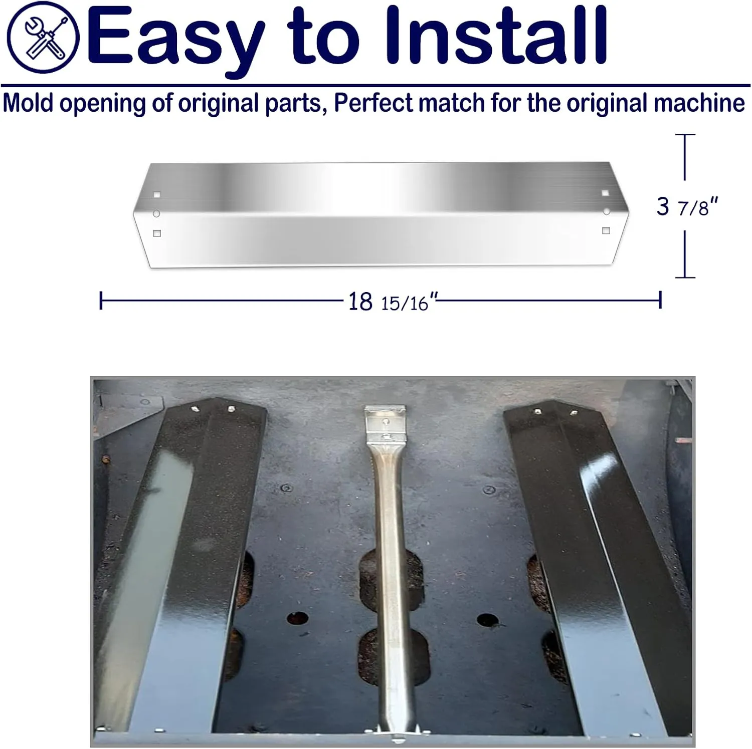 Grill Heat Plates Shield Stainless Steel Burner Cover BBQ Replacement Parts for Chargriller 5050, 5060 Duo Gas Charcoal 3001, 3008, 3030, 4000, 4208, 5072, 5252, 3-pack Flavorizer Bar Heat Deflector