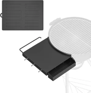 Grill Table Shelf for Weber 22 Inches Kettle Master Touch/Original Kettle Charcoal Grills with Silicone Mat,BBQ Grill Side Table Accessories for Weber 22" Kettle Charcoal Grill