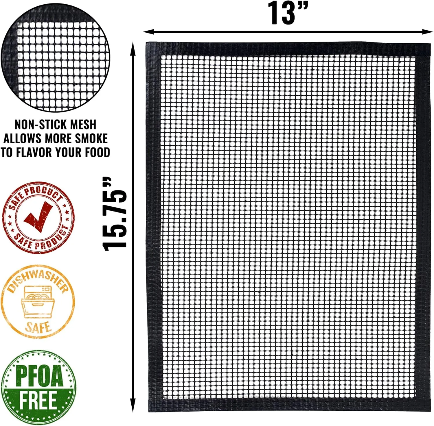 Grillaholics BBQ Mesh Grill Mat - Set of 2 Grill Mats Non Stick - Nonstick Grilling with More Delicious Smoky Flavor - Lifetime Manufacturer Warranty