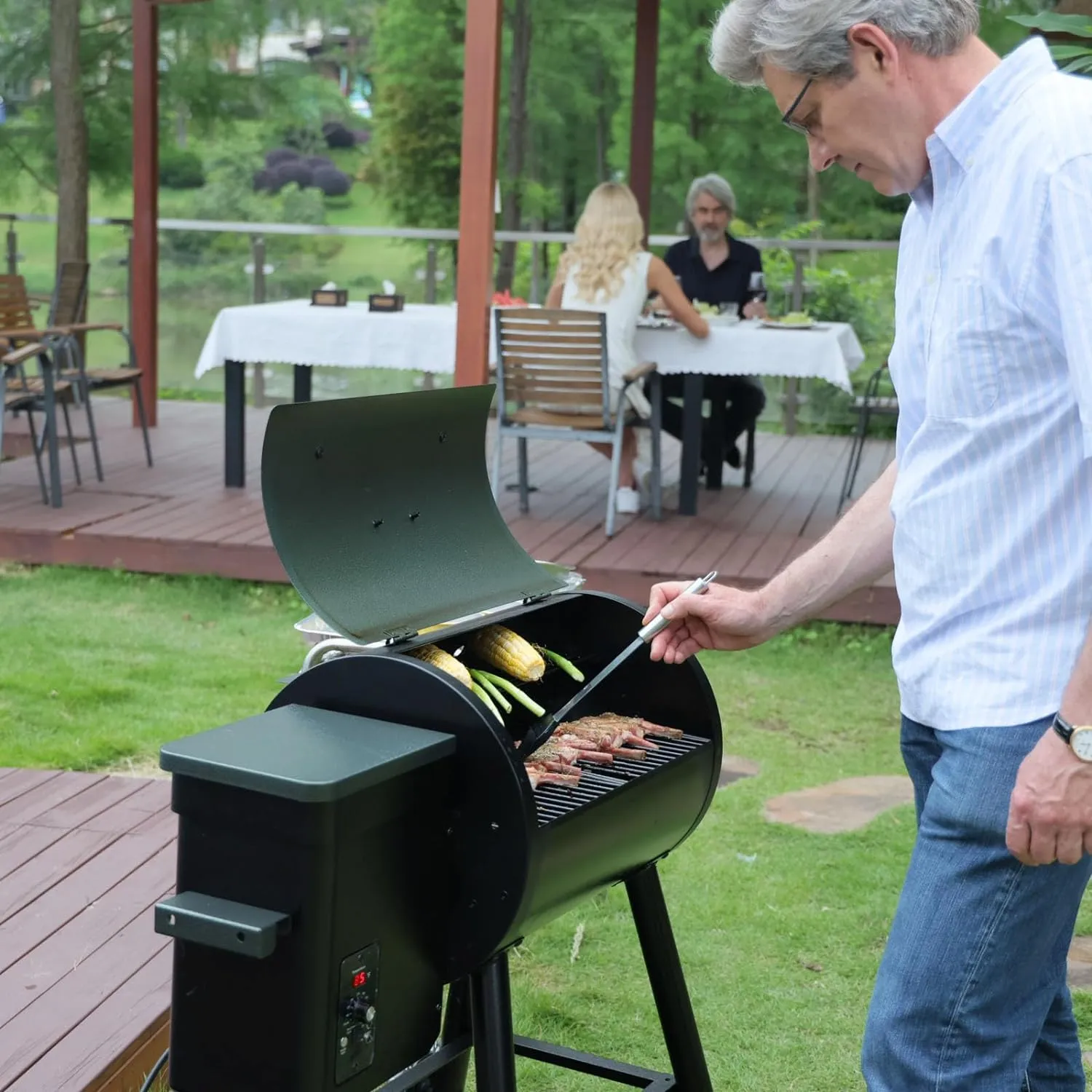 Grills DAPG-03 Electric Wood Pellet Smoker Grill, 456 SQ.IN Cook Area Pellet Grill with Auto Feed & PID Temperature Control (180-450°F), 8 in 1 BBQ Grill for Backyard Outdoor