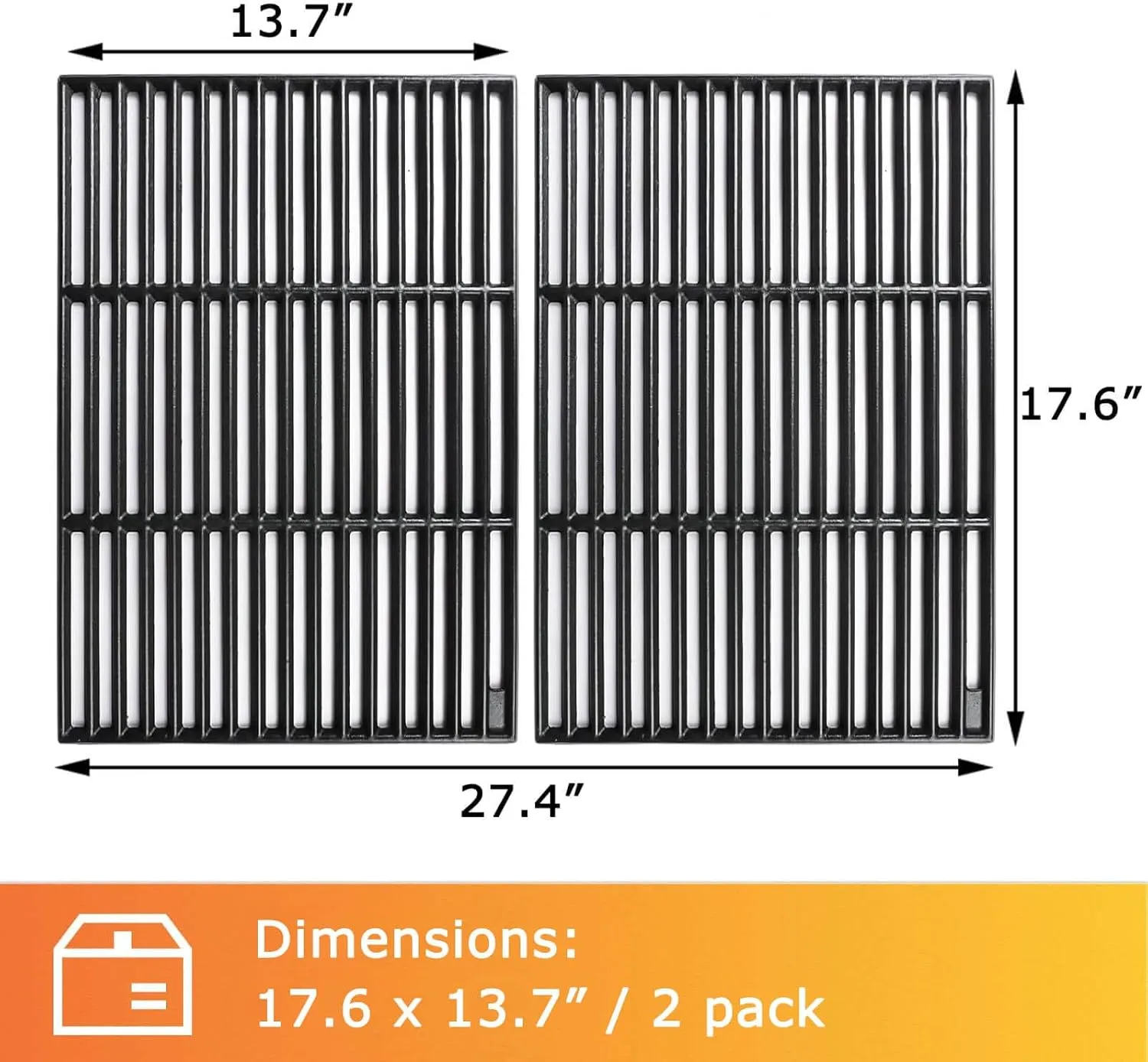 GRISUN Grill Grates for Masterbuilt Gravity Series 1050 Grills, Heavy Duty Cast Iron Grill Grids for Masterbuilt 1050 Digital Charcoal Grill   Smoker, 2 PCS