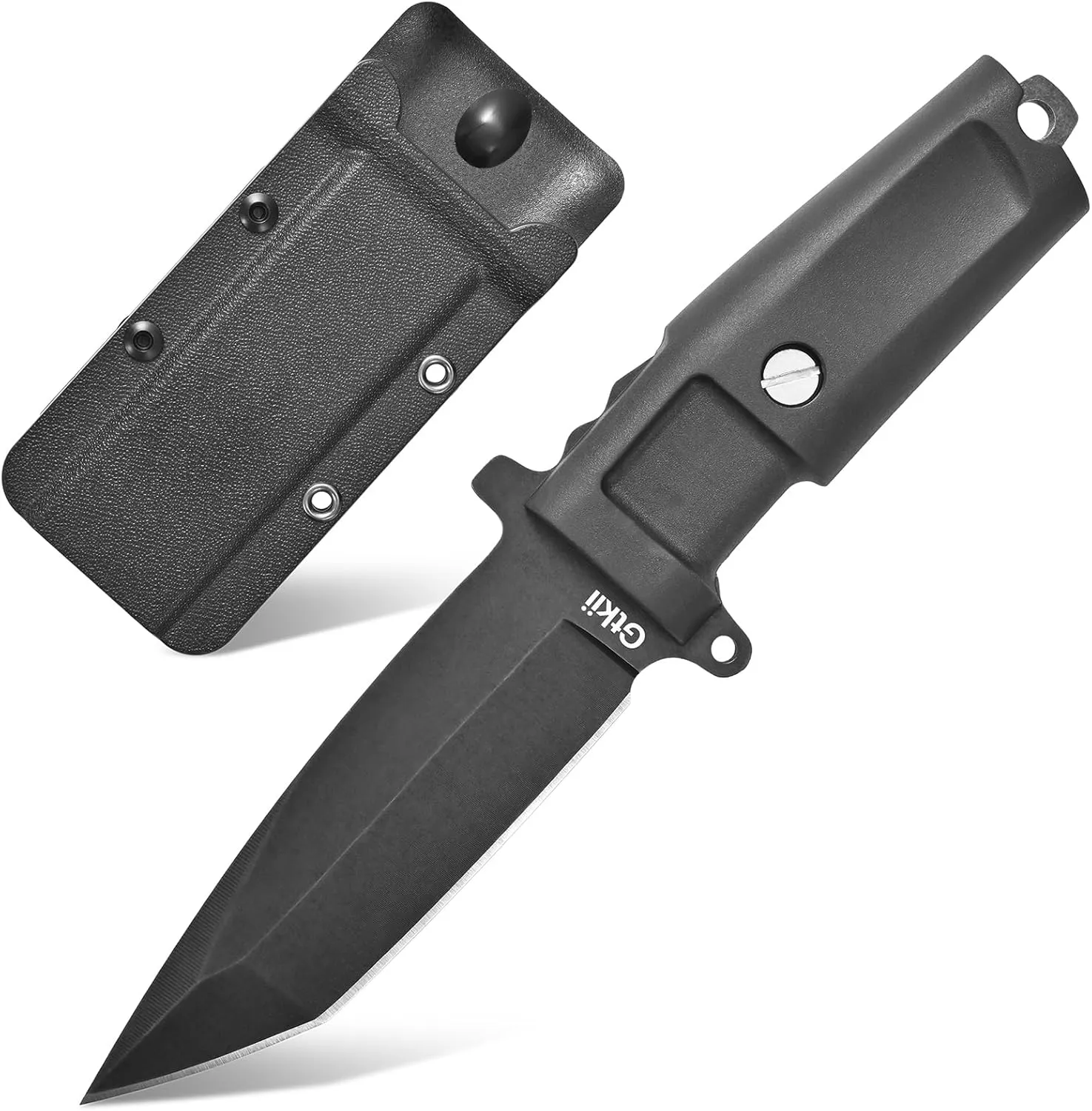 GTK34 Fixed Blade Knife AUS-8 Steel Blade Full Tang Nylon Fiberglass Handle Compact EDC Tool Fixed Knifes for Outdoor Camping Adventure Survival