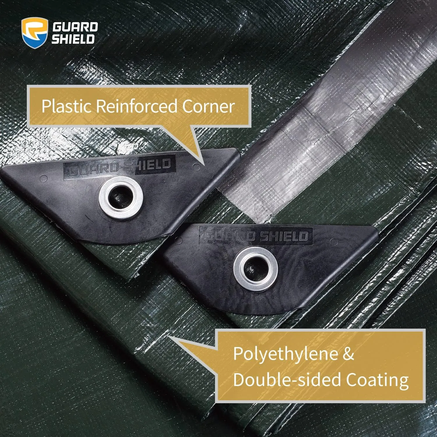 GUARD SHIELD Super Heavy Duty Green/Silver Poly Tarp Cover 20x20 Feet Waterproof 16mil Thick UV and Tear Resistant Tarpaulin with Grommets and Reinforced Edges