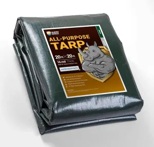 GUARD SHIELD Super Heavy Duty Green/Silver Poly Tarp Cover 20x20 Feet Waterproof 16mil Thick UV and Tear Resistant Tarpaulin with Grommets and Reinforced Edges