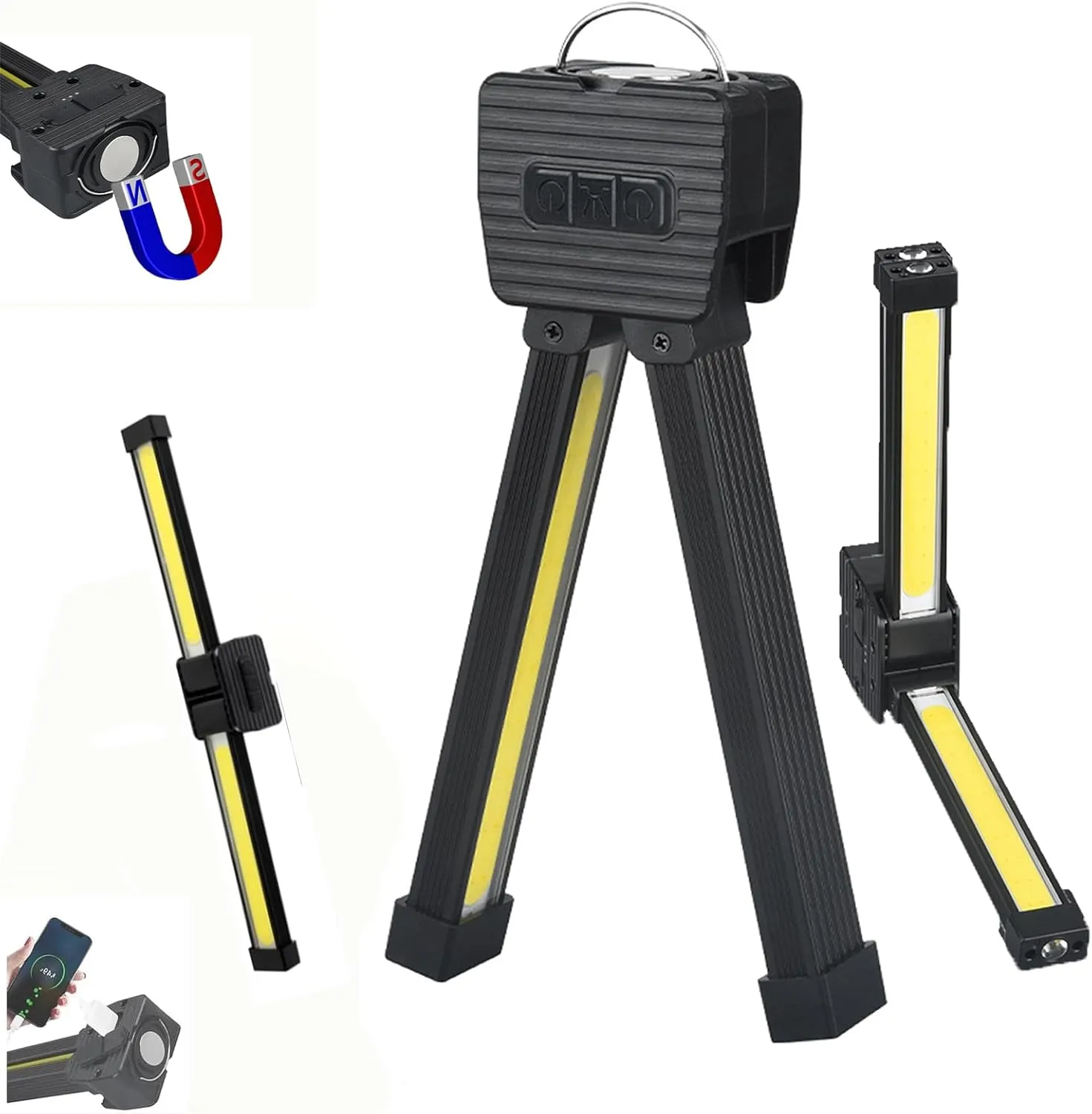 Gym Lamp for Posing,Posing Lamp,Portable Magnet LED Flashlight with Hanging Hook,7th Gear Dimming, USB Rechargeable Worklight,Gym Lamps 180 Degree Folding,Power Bank Camping Light