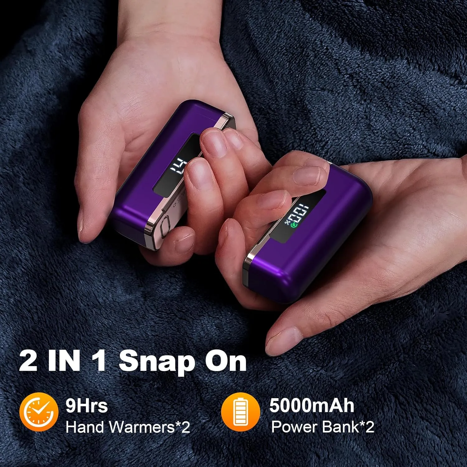 Hand Warmers Rechargeable -10000mAh Magnetic Electric Hand Warmer 2 Pack, 4 Levels Heat Up to 131℉ with LED Display, Portable Reusable Pocket Heater for Raynauds, Golf, Camping, Men, Women