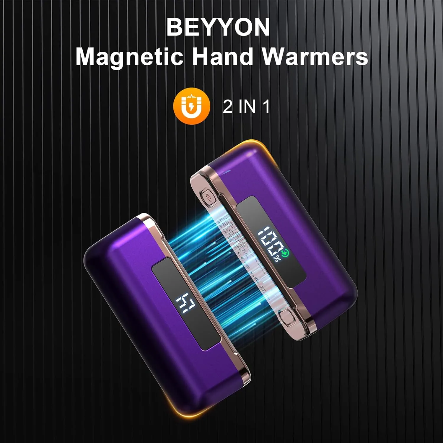 Hand Warmers Rechargeable -10000mAh Magnetic Electric Hand Warmer 2 Pack, 4 Levels Heat Up to 131℉ with LED Display, Portable Reusable Pocket Heater for Raynauds, Golf, Camping, Men, Women