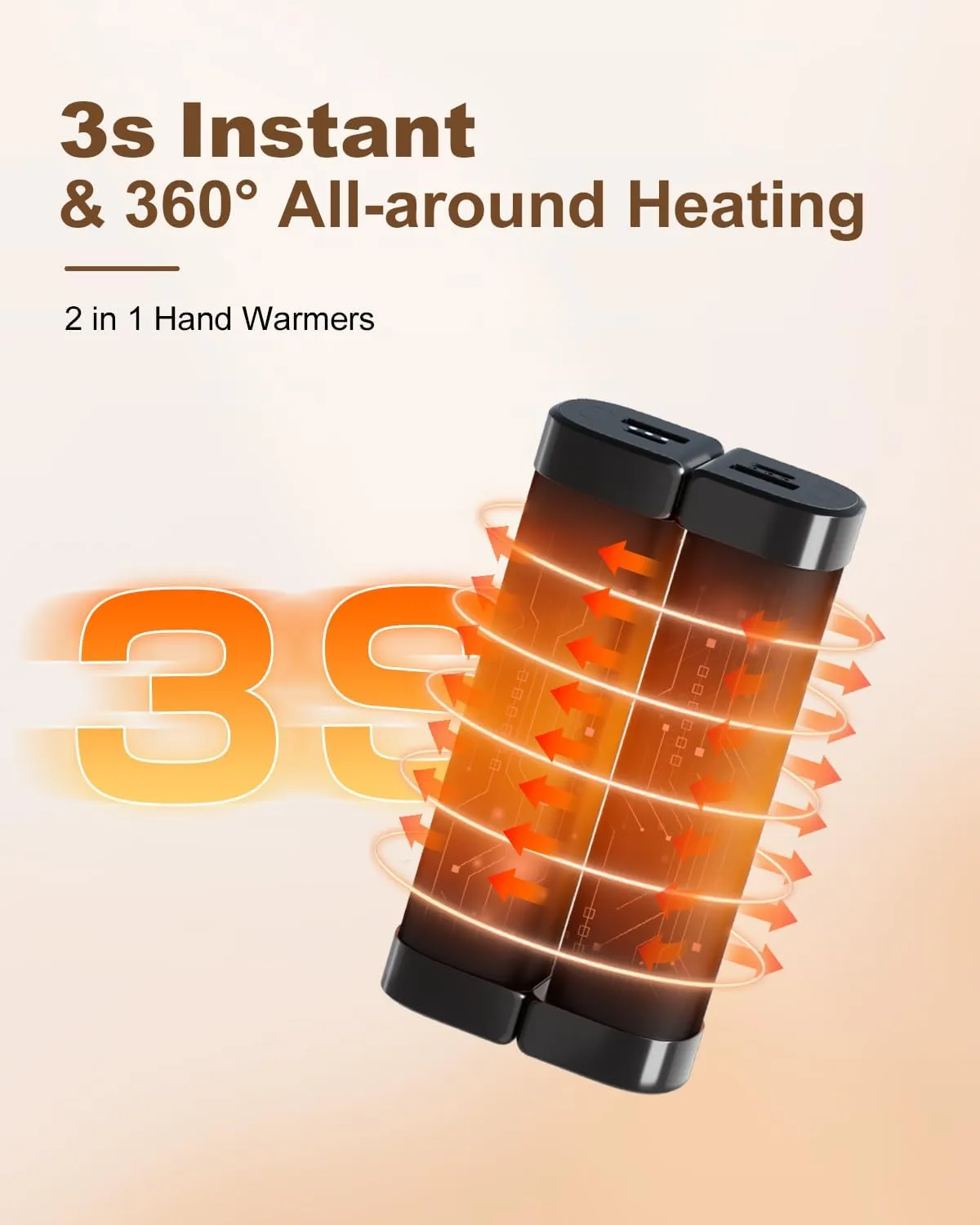 Hand Warmers Rechargeable 2 Pack, Magnetic Electric Hand Warmers 10000mAh, 360° Heating 14Hrs Warmth 3 Levels Temp, Portable Power Bank,Indoors/Outdoors,Raynauds, Golf, Camping, Gifts for Men Women