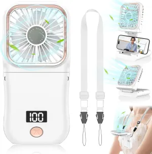 Handheld Fan Rechargeable,Portable Fan Battery Operated Fan with LED Display,Mini Small Hand Fan Foldable Fan with Power Bank, 4000mAh Travel Fan Personal Fans,Makeup Lash Fan for Girls Women Kids