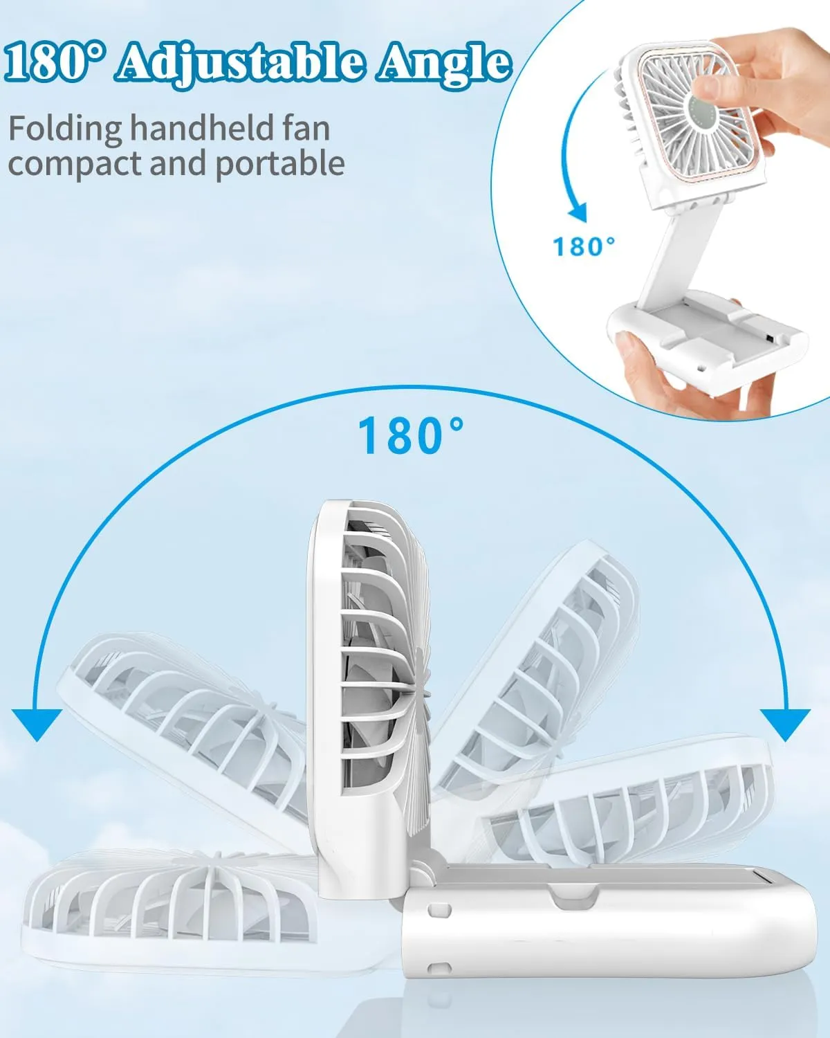 Handheld Fan Rechargeable,Portable Fan Battery Operated Fan with LED Display,Mini Small Hand Fan Foldable Fan with Power Bank, 4000mAh Travel Fan Personal Fans,Makeup Lash Fan for Girls Women Kids