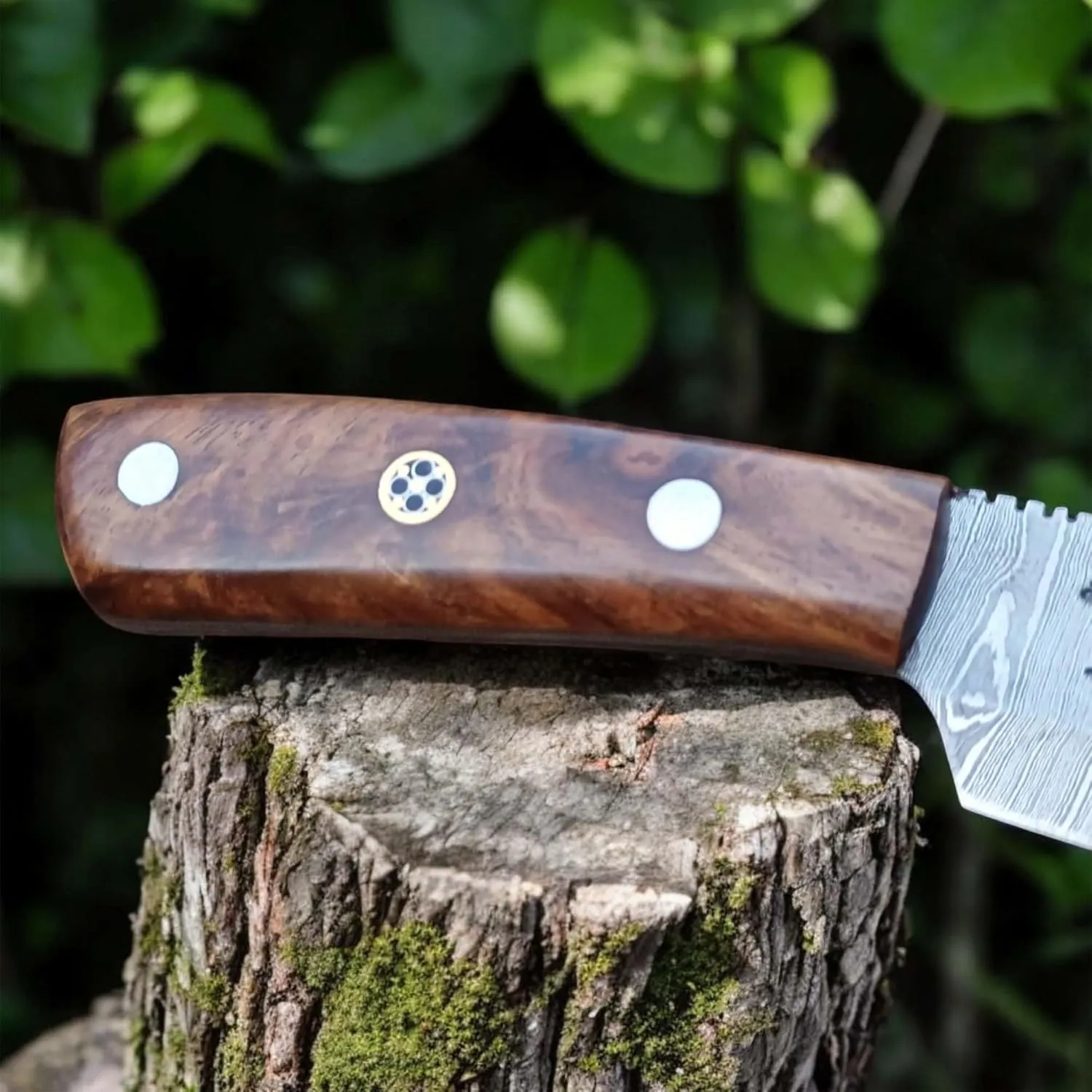 Handmade Damascus Hunting Knife with Sheath - Fixed Blade Knife for Men - ROSE Wood HandleWith Leather Sheath - Bushcraft Knives, Camping Knife Survival BWK-J345