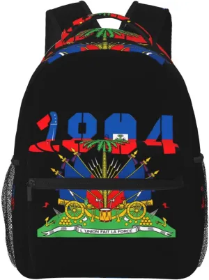 Happy Haitian Flag Day 1804 Backpack Casual Laptop Backpack Double Shoulder Bag Lightweight Backpack For Women Men Travel