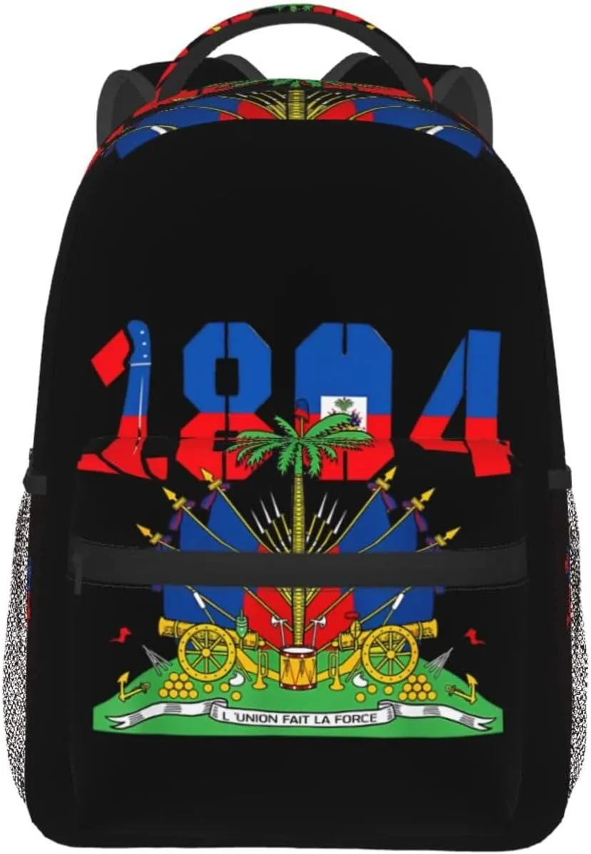 Happy Haitian Flag Day 1804 Backpack Casual Laptop Backpack Double Shoulder Bag Lightweight Backpack For Women Men Travel