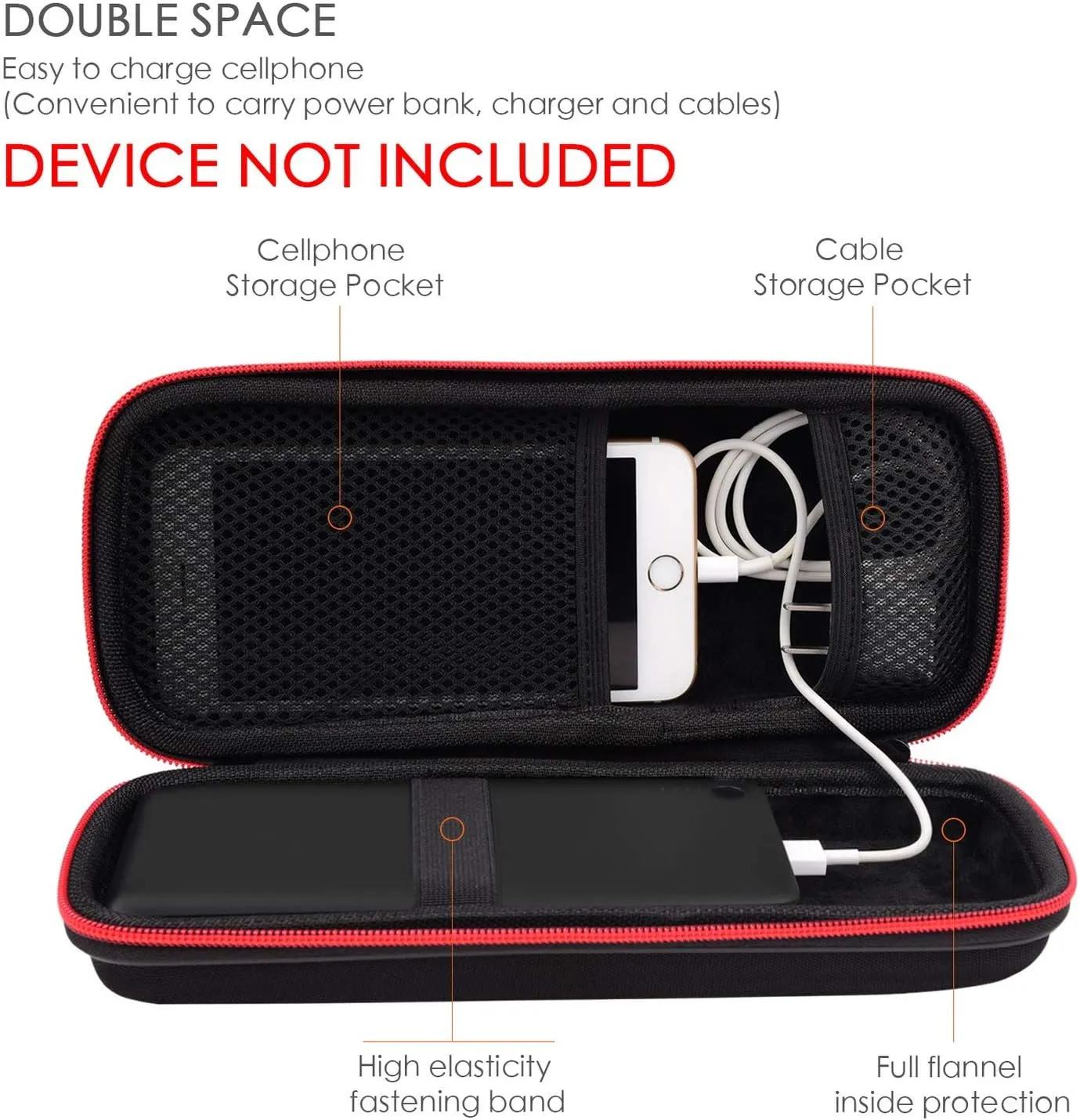 Hard Travel Case Fit for RAVPower 26800/20100/20000mAh, Anker Power Core 26800mAh/PowerCore  26800mAh, Dulla M50000 Power Bank 12000mAh, ROMOSS 30000mAh, Lab599 Tx500 Radio (Large Black)