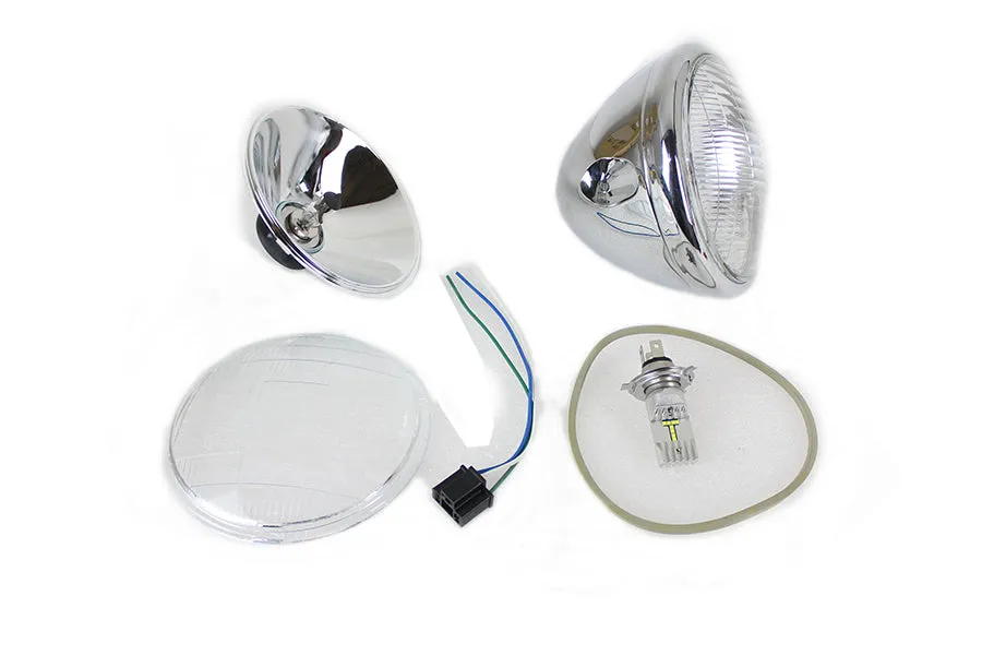 HARLEY 6-1/2 inch Spring Fork 6 Volt LED Headlamp Chrome fits 1936-1948 EL,   1941-1948 FL,